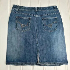 y2k 90s bling rhinestone denim skirt 13/14 Route 66 Official Clothing Co. Curvy
